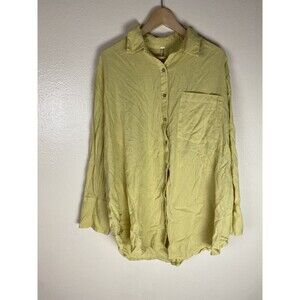 Free People Lemon Yellow Button-Down Shirt